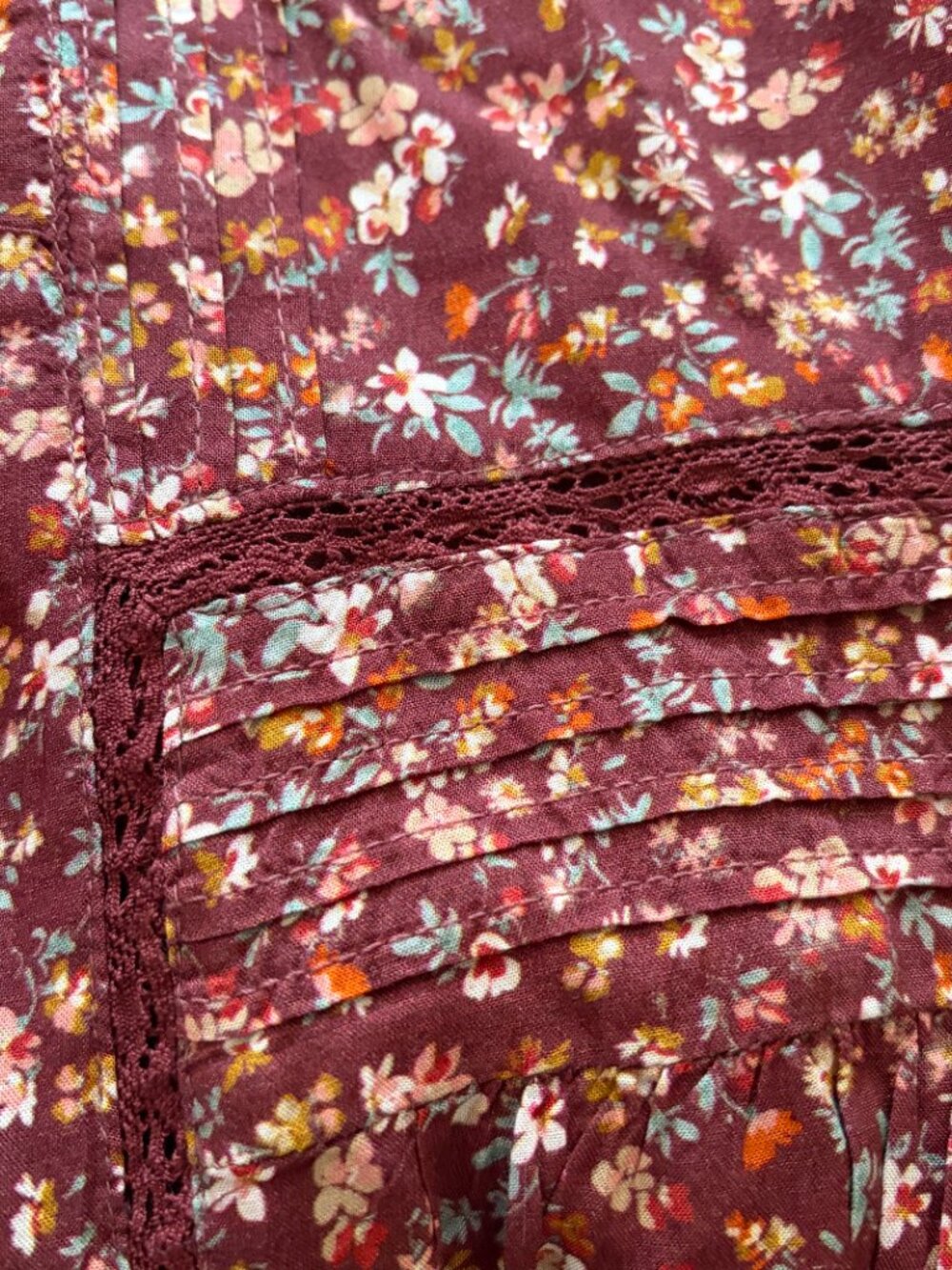 Lucky Brand 3/4 Sleeve V-Neck Mini Dress Size XXL NWT lace detail Floral - Picture 12 of 14